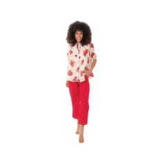 Load image into Gallery viewer, Iconique Kally Linen 3/4 Sleeve Blouse - Pink/Red Multi
