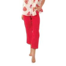 Load image into Gallery viewer, 3/4 length red linen trouser
