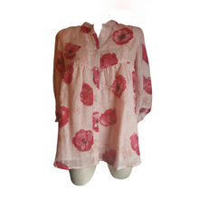Load image into Gallery viewer, Iconique Kally Linen 3/4 Sleeve Blouse - Pink/Red Multi
