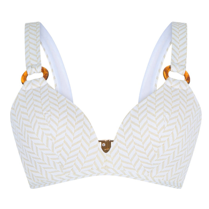 Lingadore Fishbone Padded Triangle Bikini Top- Ivory Print